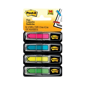 PAGE FLAGS | Post-it Flags 684-ARR4 Arrow 0.5 in. Page Flags - Four Assorted Bright Colors (96/Pack)