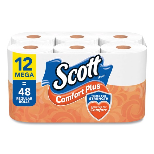 Toilet Paper | Scott 54245 ComfortPlus 1-Ply Septic Safe Mega Roll Toilet Paper - White (24/Carton) image number 0