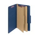 File Folders | Smead 19035 Six SafeSHIELD Fasteners 2 Dividers Legal Size Six-Section Pressboard Top Tab Classification Folders - Dark Blue (10/Box) image number 0