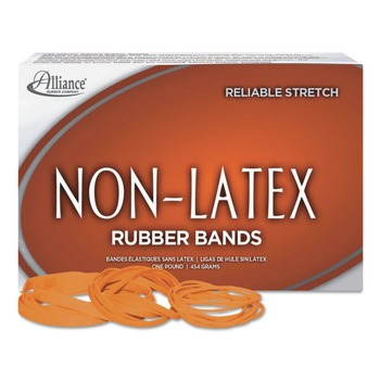 Alliance 37336 1 lbs. Box Size 33 0.04 in. Gauge Non-Latex Rubber Bands - Orange (1-Box)