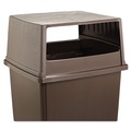 Trash & Waste Bins | Rubbermaid Commercial FG256V00BRN 23 in. x 26.63 in. x 13 in. Hooded Top Glutton Receptacle without Door - Brown image number 1