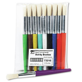 Charles Leonard 73210 Round Profile Natural Bristle Stubby Brush Set (10/Set)