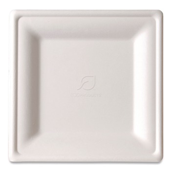 BOWLS AND PLATES | Eco-Products EP-P022NFA Vanguard 7.87 in. x 7.87 in. Renewable and Compostable Sugarcane Plates - White (500/Carton)