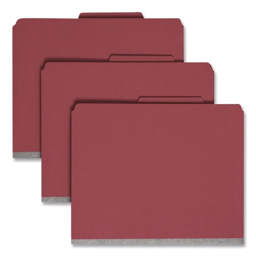 File Folders | Smead 14031 6-Section Pressboard Top Tab Classification Folders with 6 SafeSHIELD Fasteners - Letter Size/Bright Red (10/Box) image number 0