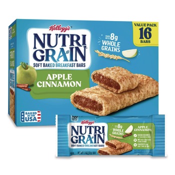 Kellogg's 511370 1.3 oz. Bar Nutri-Grain Soft Baked Breakfast Bars - Apple-Cinnamon (16/Box)