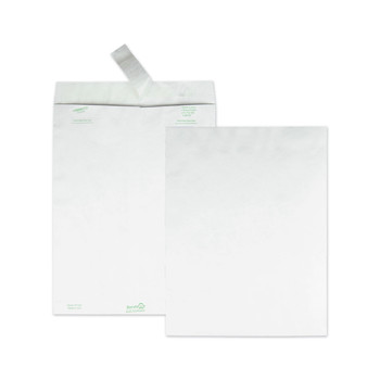 Survivor QUAR1580 #13 1/2 Square Flap Redi-Strip Closure 10 in. x 13 in. Catalog Mailers, Dupont Tyvek - White (100/Box)