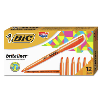 BIC BL11 ORG Brite Liner Chisel Tip Highlighter - Fluorescent Orange Ink/Orange/Black Barrel (1-Dozen)