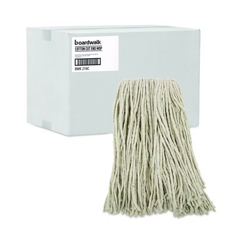 Boardwalk BWK216CCT 16 oz. Cotton Premium Cut-End Wet Mop Heads - White (12/Carton)