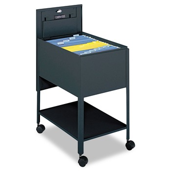 Safco 5363BL 16.5 in. x 24.75 in. x 28.25 in. 1 Bin Metal 1 Shelf Legal Size Extra-Deep Locking Mobile Tub File - Black