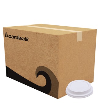 BREAKROOM SUPPLIES | Boardwalk BWKDEERHLIDW Deerfield Plastic Lids for 10 - 16 oz. Hot Cups - White (1000/Carton)