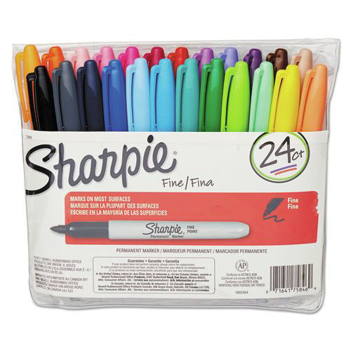 Permanent Markers | Sharpie 75846 Fine Tip Permanent Marker - Assorted Colors (24/Set) image number 0