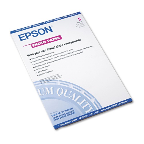 Photo Paper | Epson S041156 9.4 mil. 11 in. x 17 in. Photo Paper - Glossy White (20/Pack) image number 0