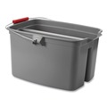 Just Launched | Rubbermaid Commercial FG262888GRAY 18 in. x 14.5 in. x 10 in. 19 qt. Plastic Double Utility Pail - Gray image number 2