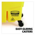 Mop Buckets | Rubbermaid Commercial FG757788YEL 35 qt. WaveBrake 2.0 Down-Press Plastic Bucket/Wringer Combos - Yellow image number 5