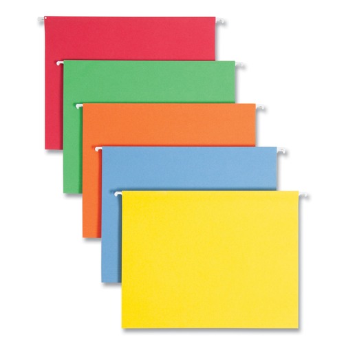 Just Launched | Smead 64059 Colored Hanging File Folders with 1/5 Cut Tabs - Letter, Assorted Bright Colors (25/Box) image number 0