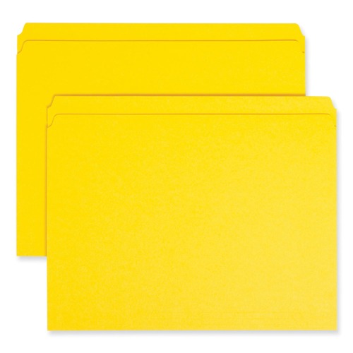 File Folders | Smead 12910 Straight Tabs Letter Size 0.75 in. Expansion Reinforced Top Tab Colored File Folders - Yellow (100/Box) image number 0