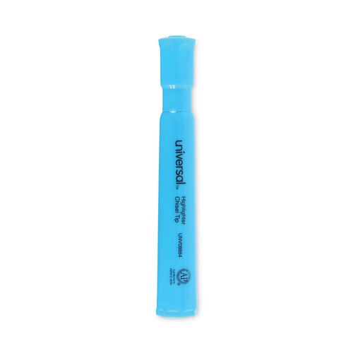 Highlighters | Universal UNV08864 Fluorescent Ink Chisel Tip Desk Highlighters - Blue (1 Dozen) image number 0