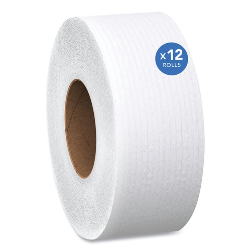  | Scott 67805 2-Ply 3.55 in. x 1000 ft. Septic Safe Essential 100% Recycled Fiber JRT Bathroom Tissue for Business - White (12/Carton) image number 0