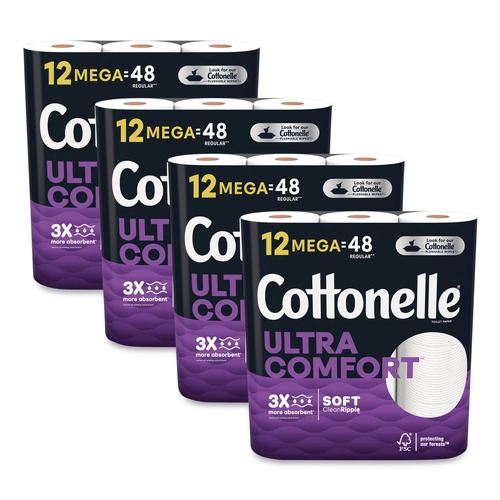 Toilet Paper | Cottonelle 55494 Ultra ComfortCare 2-Ply Septic Safe Mega Rolls Soft Tissue Toilet Paper - White (48/Carton) image number 0