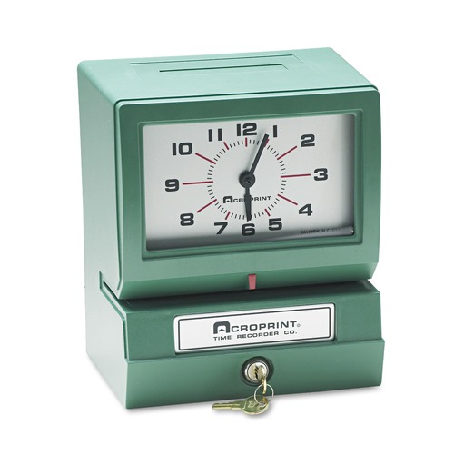 Clocks | Acroprint 01-2070-411 Model 150 Month/Date/1-12 Hours/Minutes Automatic Operation Heavy-Duty Time Recorder - Green image number 0