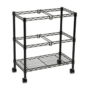 Safco 5278BL 25.75 in. x 14 in. x 29.75 in. 3 Bins 2-Tier Metal Rolling File Cart - Black