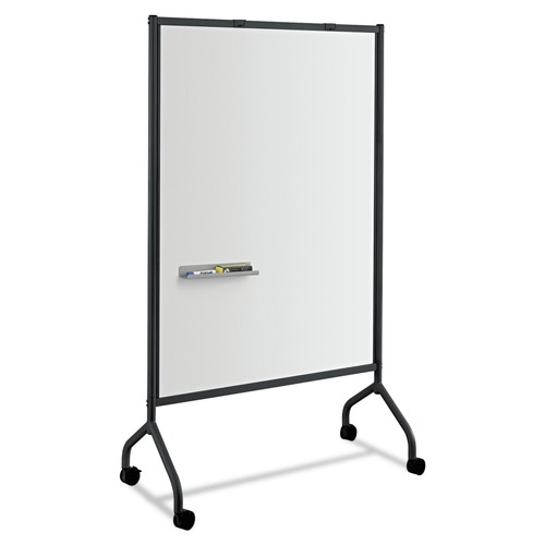 White Boards | Safco 8511BL Impromptu 42 in. x 21.5 in. x 72 in. Magnetic Whiteboard Collaboration Screen - White/Black image number 0