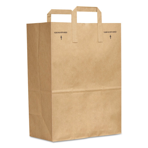 Just Launched | General 88885 12 in. x 7 in. x 17 in. 30 lbs. Capacity 1/6 BBL Attached Handle Grocery Paper Bags - Kraft (300/Bundle) image number 0