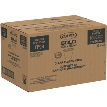 Dart TP9R Ultra Clear 9 oz. Squat PET Cups (50/Bag, 20 Bags/Carton)