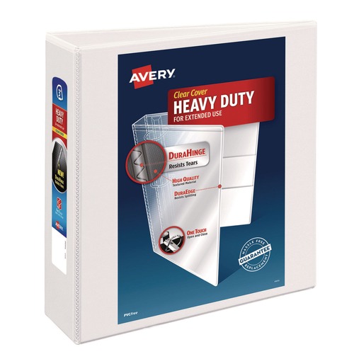 Binders | Avery 05604 3 Slant Rings 3 in. Capacity 11 in. x 8.5 in. Heavy-Duty Non Stick View Binder with DuraHinge - White image number 0