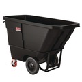 Trash & Waste Bins | Suncast Commercial RMTTHD100 1 cu. Yd. 2,200 lbs. Capacity Forkliftable Frame Heavy Duty Tilt Truck - Black/Red image number 1