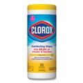 Hand Wipes | Clorox 01594 7 in. x 8 in. 1-Ply Disinfecting Wipes - Crisp Lemon, White (35/Canister) image number 0