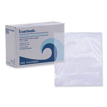 Boardwalk BWK1GALFZRBAG 1 Gallon 10.5 in. x 11 in. Reclosable Freezer Storage Bags - Clear (250/Box)