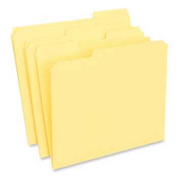 Universal UNV16164 Reinforced 1/3-Cut Assorted Top-Tab File Folders - Letter Size, Yellow (100/Box)