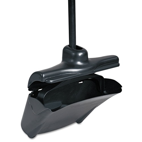 Dust Pans | Rubbermaid Commercial FG253200BLA Lobby Pro Plastic/Metal 12-1/2 in. Upright Dustpan with Cover - Black image number 0