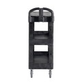 Cleaning Carts | Rubbermaid Commercial 2203280 BRUTE 25.24 in. x 48.63 in. x 46.18 in. 3 Shelves 600 lb Capacity Resin 3-Shelf Heavy-Duty Ergo Flat Utility Cart - Black image number 1