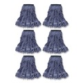 Mops | Rubbermaid Commercial FGC15206BL00 Swinger Loop Medium Cotton/Synthetic Wet Mop Head - Blue (6/Carton) image number 0