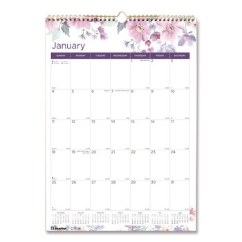 PRODUCTS | Blueline C173126 12-Month (Jan to Dec): 2026 12 in. x 17 in. Passion Floral Artwork Colorful Wall Calendar - White/Multicolor Sheets