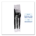Cutlery | Boardwalk BWKFKTNMWPSBLA 4-Piece Fork/Knife/Napkin/Teaspoon Cutlery Kit - Black (250/Carton) image number 6