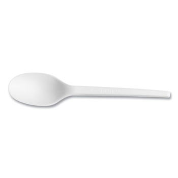 CUTLERY | Vegware VW-SP6.5 Compostable CPLA Cutlery Spoon - White (1000/Carton)