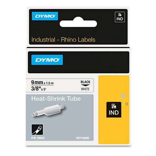 Just Launched | DYMO 18053 Rhino 0.37 in. x 5 ft. Heat Shrink Tube Industrial Label Tape - White/Black image number 0