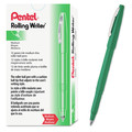 Pens | Pentel R100-D Rolling Writer Medium 0.8 millimeter Stick Rollerball Pen - Green Ink/Barrel (1-Dozen) image number 0