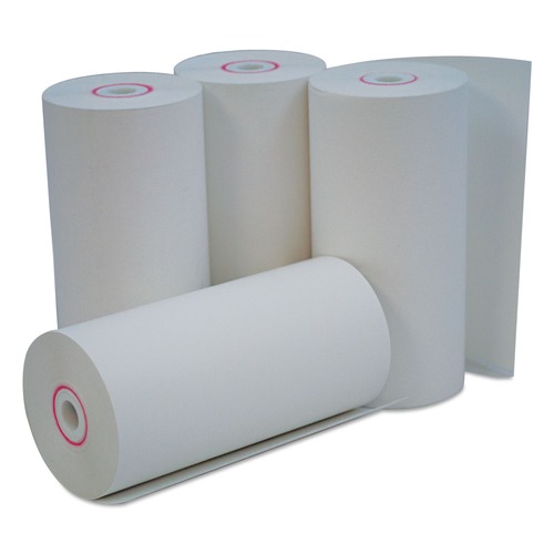 Register & Thermal Paper | Universal UNV35765 4.38 in. x 127 ft. 0.38 in. Core Direct Thermal Print Paper Rolls - White (50/Carton) image number 0