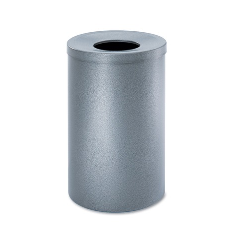 Trash & Waste Bins | Safco 9677NC 35-Gallon Open-Top Steel Waste Receptacle - Black Speckle image number 0
