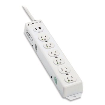 Tripp Lite PS-602-HGUSB Safe-IT Medical-Grade Power Strip with Antimicrobial Protection 6 Hospital-Grade Outlets USB Charging 2 ft Cord White