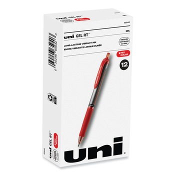 uni-ball 65942 Signo 0.7 mm Retractable Gel Pen - Red Ink/Silver/Red Barrel/Medium (1-Dozen)