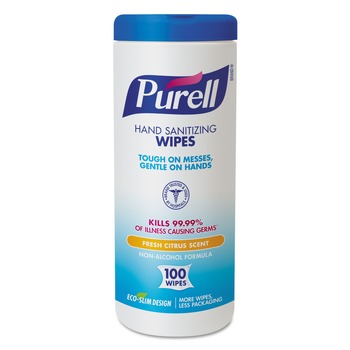 PRODUCTS | PURELL 9111-12 5.78 in. x 7 in. Premoistened Hand Sanitizing Wipes - Fresh Citrus, White
