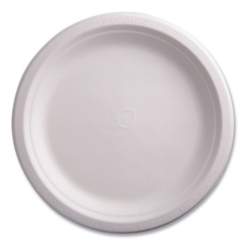 Eco-Products EP-P013 9 in. Renewable Sugarcane Plates - Natural White (10 Packs/Carton)