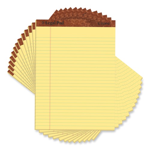 Notebooks & Pads | TOPS 7532 50-Sheet 8.5 in. x 11.75 in. Wide/Legal Rule "The Legal Pad" Ruled Perforated Pads - Canary-Yellow (1-Dozen) image number 0