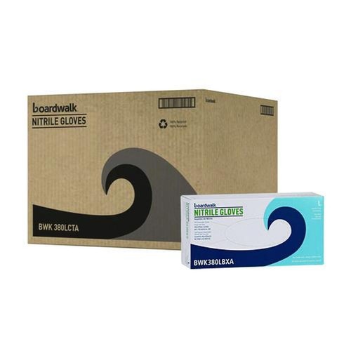 Disposable Gloves | Boardwalk 380LCTA 4 mil. Disposable General-Purpose Nitrile Gloves - Large, Blue (1000/Carton) image number 0