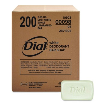 Dial Professional 10923 00098 2.5 oz. Unwrapped Antibacterial Deodorant Bar Soap - lean Fresh Scent (200/Carton)